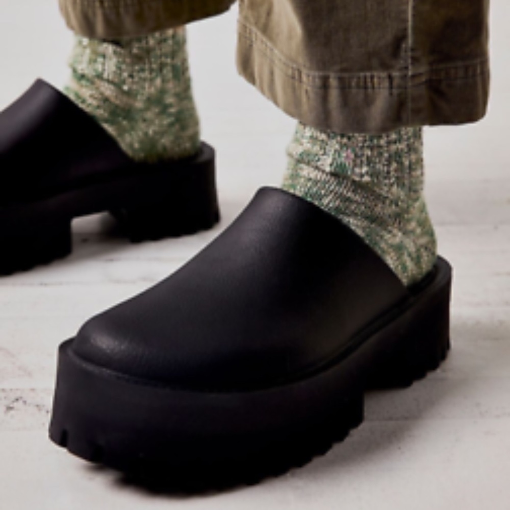 Jeffrey Campbell‎ Womens 8 Clogge Black Slip On Chunky Platform Mule Shoes - Picture 2 of 10
